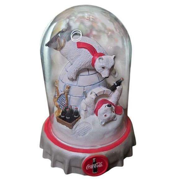 VTG 1997 The Coca-Cola Polar Bears “Christmas Cheer” With Dome By Franklin Mint - Picture 1 of 16